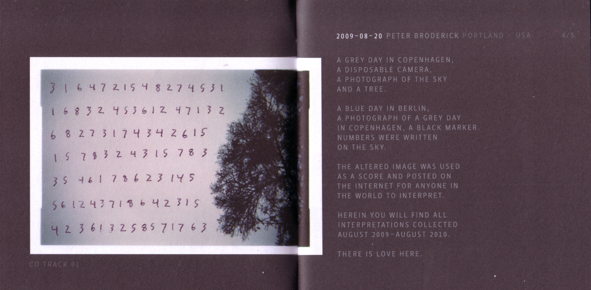 Numbers is a project by Peter Broderick